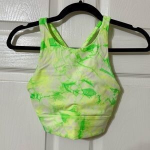 Lululemon Athletica Lime and White Tie-Dye sports bra